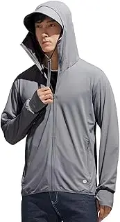 [TQQEPOOL] Men's Outdoor Full Zip UPF 50+ Sun Protection Jacket Hoodie Lightweight Hiking Performance Shirt with Pockets