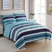 Sweet Home Collection 7 Piece Comforter Set Bag Solid Color All Season Soft Down Alternative Blanket & Luxurious Microfiber Bed Sheets, Marino, Full