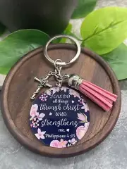 3.5" Stainless Steel Inspirational Scripture Keychain New Free Ship A2922