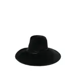 [Yesey] Yesey Feather-trimmed Wide-brim Hat 58 CM BLACK