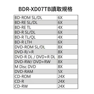 【Pioneer 】BDR-XD07TB外接藍光燒錄器 + DVD空白光碟 10 Cake*3入 + BD單片*2入