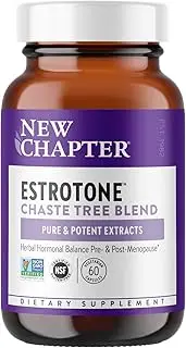 New Chapter Menopause Supplement - Estrotone with Evening Primrose Oil + Black Cohosh for Hormone Health - 60 ct Vegetarian Capsule