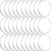 Audab Acrylic Keychain Blanks, 30PCS Bulk Acrylic Circles Clear Disc Ornaments Blanks for Vinyl, DIY Keychain