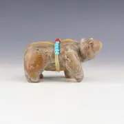 NATIVE AMERICAN ZUNI HARVEST GOLD ALABASTER BEAR FETISH BY GABE SICE