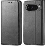 FORZAMOR for Google Pixel 9 Pro XL 5G (6.8 Inch) Case Wallet Cover PU Leather Pockets Shockproof Magnetic Flip Card Holder(Pixel 9 Pro XL, Black)