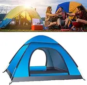 Camping Tent, 3/4 Person Pop Up Camping Tent, Outdoor Easy Set Up Automatic Travel Tent, Includes Pillow, Moisture-Proof mat, Night Light, Portable Backpacking Waterproof Anti-UV Sun Shelter Tent