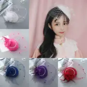 British Retro Women Feather Fascinator Headband Large Floral Hair Clip Cocktail