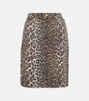 [Ganni] Ganni Leopard-print denim skirt AU 14 brown