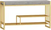 Shoe Bench Entryway Shoe Rack with Cushioned Seat, Shoe Bench for Entry, Storage Shoe Shelf, 2 Shelves Storage Bench for Entryway Bedroom Living Room Balcony Shoe Rack Bench(Gray,120 * 30 * 45cm)