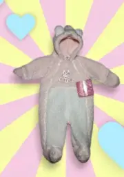 NWT'S VTG CUDDLE TIME Baby Newborn Pram Suit Snow Suit Winter Pink Bunny 6-12 M