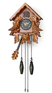 Cuckoo Clock with Night Mode, Singing Bird, Wooden Decorations and Swinging