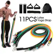 Latex Yoga Strap Resistance Bands 11PCS Exercise Home Gym Tube Fitness Elastic