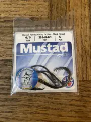 Mustad demon perfect circle in line black nickel hook size 6/0-BRAND NEW-SHIP24H