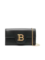 Balmain Smooth Grain Goldtone Logo Clutch
