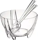 Prodyne Acrylic Salad Bowl with Servers, Clear,6 quarts