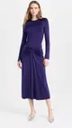 [Victoria Beckham] Long Sleeve Gathered Midi Dress