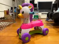 在飛比找Yahoo!奇摩拍賣優惠-Fisher-Price 費雪『二手』 音樂獨角獸踏板車 騎