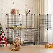 Cat Cages Indoor, 2 Tier Cat Enclosure with Climbing Ladder for 1-2 Cats, Cat Crates for Indoor Cats Sturdy and Sable, Kitten Cage for Ferret, Squirrel and Small Animals