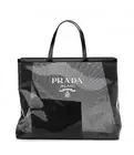 New Authentic Prada Sequined Mesh Black Logo Tote Bag Pouch Dustbag