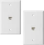 Suesacy 2-Pack 1-Port Ethernet Wall Plate, Jack Wall Plate with RJ45 Female to Female Inline Coupler Insert