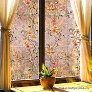 Window Privacy Film - Stained Glass Window Film Static Cling UV Heat Blocking Rainbow Window Film for Glass Doors, Bedroom Windows - No Glue Premium Vinyl