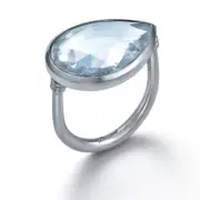 Baccarat RING PEAR LARGE SIZE SILVER CLEAR CRYSTAL