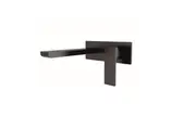 Astro matt black square wall basin mixer with outlet