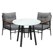 Livsip Outdoor Dining Set Patio Furniture 3PC Lounge Setting Table Storage Shelf