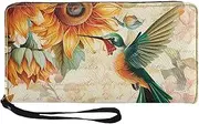 [Coldinair] Custom Print Womens PU Leather Zip Around Wallet RFID Blocking Coin Phone Clutch Purse with Wristlet for Travel