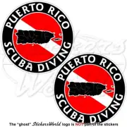 PUERTO RICO SCUBA DIVING Flag-Porto Rican Map Shape Circular Stickers 75mm x2