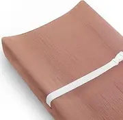 Changing Pad Cover for Baby Girls Boys, Muslin Changing Table Pad Covers with Boho Style, Neutral Color Soft and Breathable (Dusty Rose, 30 x 16 x 5 inches)