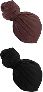 [Generic] 2Pcs Stretch Turban Head Wrap Scarf - Long Head Scarf Turban Knottable headscarf
