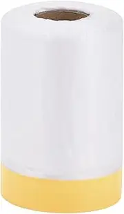 X AUTOHAUX Pre-Taped Masking Film Plastic Cover PE Film Masking Paper 1 Pc 2200x55cm / 72.18ftx21.65" White Yellow