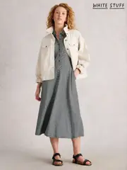 White Stuff Blue Rua Jersey Half Placket Dress (W78288) | $150