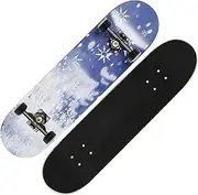 Sports Skateboards, (Snowflake Pattern) 31-inch Maple Professional Four-Wheel Double Tilt Road Skateboard Suitable for Young Adults