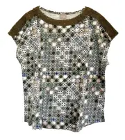 Chico's NWT Size 3 $50 Lace Detail Dolman-Sleeve Tee Top Grape Leaf