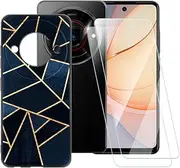 Printed TPU Case + 2-Pack Tempered Glass Screen Protector Compatible with ZTE 7553, Artistic Slim Shockproof Cover, Anti-Scratch, Full Protection