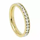 3mm Titanium Band Yellow IP Plated Eternity Ring Cubic Zirconia CZs / Gift box