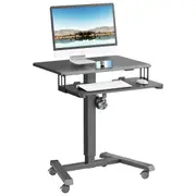 65x45cm Rolling Desk Mobile Standing Desk Pneumatic Adjustable Height