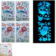 2pcs Ocean Wall Decals Glow in The Dark Sea Wall Stickers Underwater Sea World Wall Decor -Blue