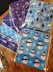 12 pcs 12x17” 6 diff drawstring Christmas Nylon Backpack Reusable Gift Bag NIP