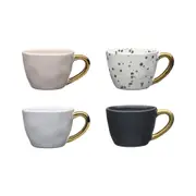 4pc Ecology Speckle 60ml Espresso Cups w/Gold Handle Coffee Mug Drinkware Set
