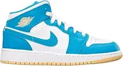 [Nike] Air Jordan 1 Mid, Men's Sneakers, Aquatone/Celestial Gold-white, 6.5 US