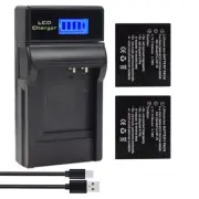 2 CGA-S005 Battery+LCD Charger for Panasonic Lumix DMC-FX07 FX1 FX3 FX8 FX9 FX10