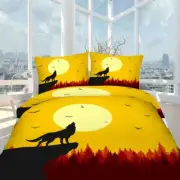 Wonderful Wolf Howled At Dusk 3D Quilt Duvet Doona Cover Set Pillow case Print