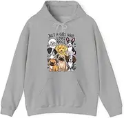 [X.Style] Kids Puppy Dog Lover Just a Girl who Loves Dogs ds035 Hoodie Grey XL