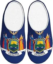 [EdWal] New York flag print Winter Warm Slippers Indoor Anti-skid Plush Slippers Relaxing at Home for Women Men