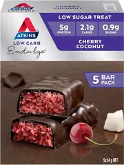 3 x 5 Pack Atkins Low Carb/Sugar 34g Endulge Protein Bar Diet Snack Cherry Coconut 15 pcs