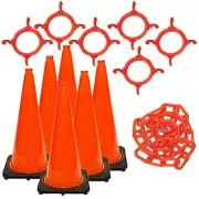 Mr. Chain Recyclable Traffic Cone and Chain Kit Non-Reflective Durable Orange