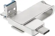 KONTONTY USB Flash Drive Type C Rotating Metal Alloy U Disk Silver Compatible with Laptops and Devices USB for Stable Data Transfer Performance